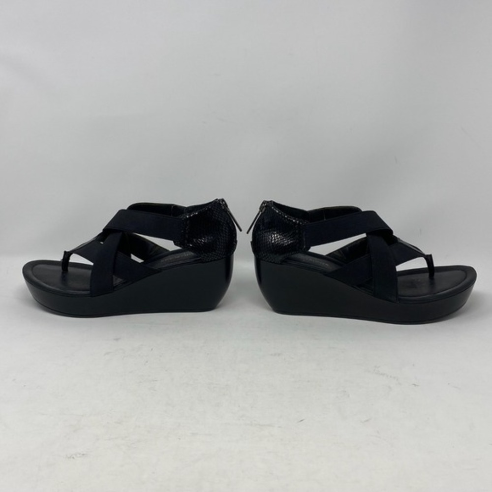 Donald J Pliner Chea-22‎ Sandals Womens 7.5M Snake Print Black Wedge 90s Strappy - Picture 9 of 16